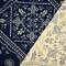 Deep Navy Blue-Multi Poly Bandana Printed Pebble Crepe Woven Fabric By the Yard